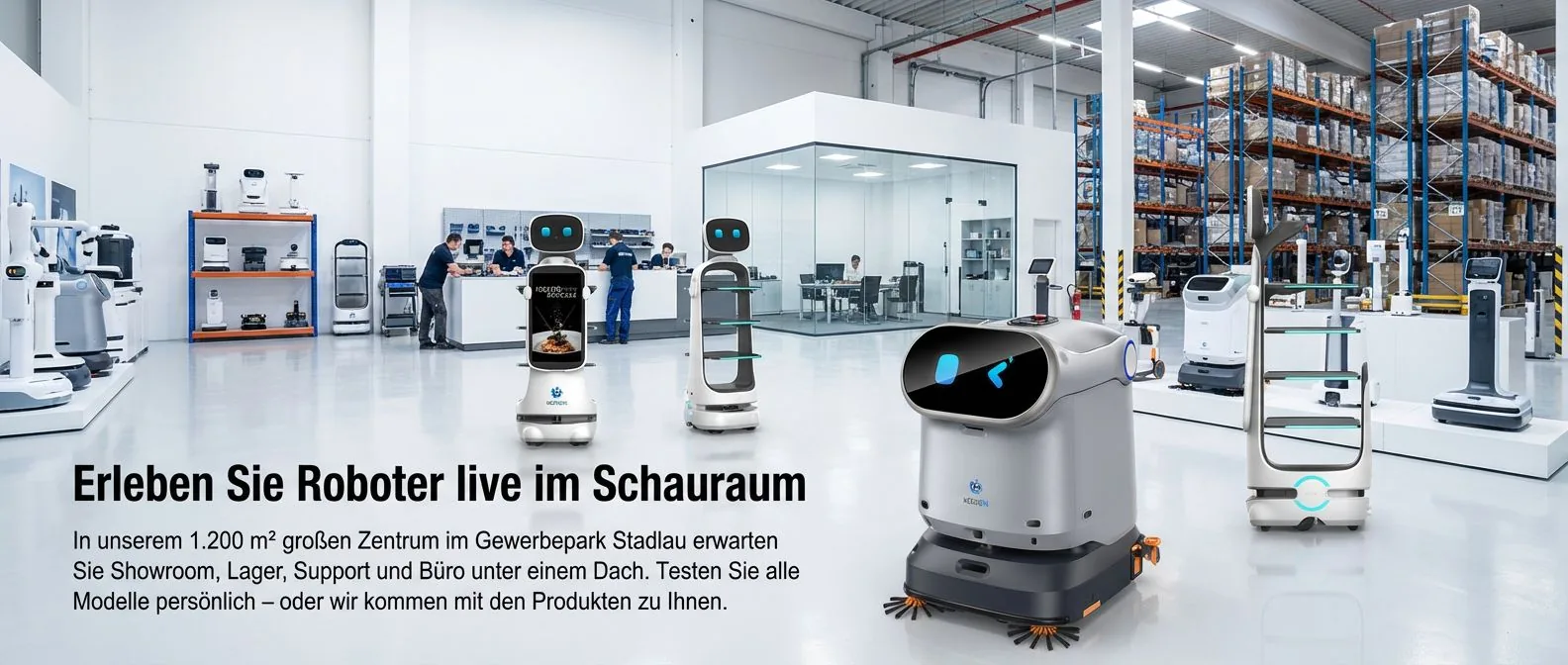 1.200 m² Schauraum mit Reinigungsrobotern in Wien 1220 Stadlau